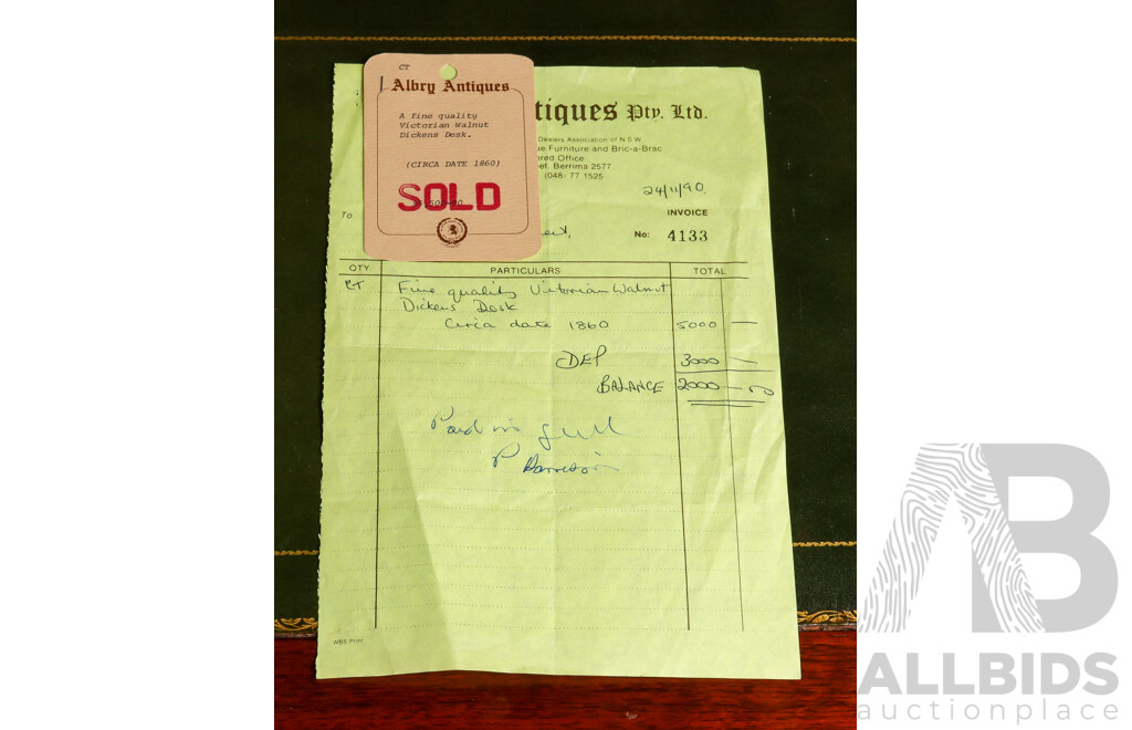 Victorian Walnut Dickens Desk