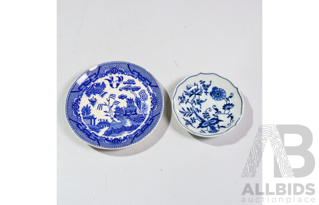Collection of Japanese Blue and White Ware Including Blue Danube Cups and Saucers