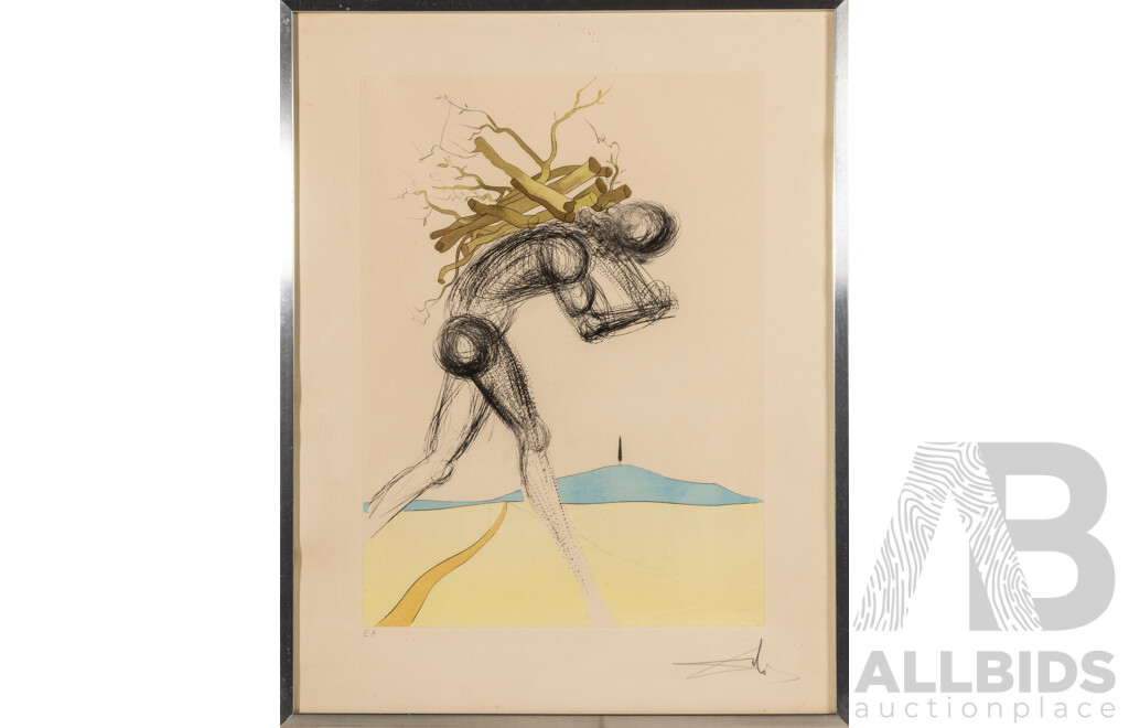 Salvador Dalí, (20th Century, Spanish, 1904-1989), 'Issachar' From the Series "Twelve Tribes of Israel," Original Signed Etching, 67 x 52 cm (frame)