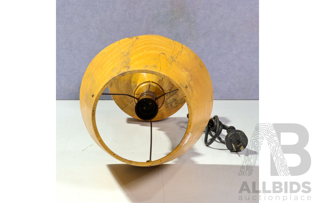 Retro Table Lamp with Wooden Base and Shade by R Lowe in Poplar Wood