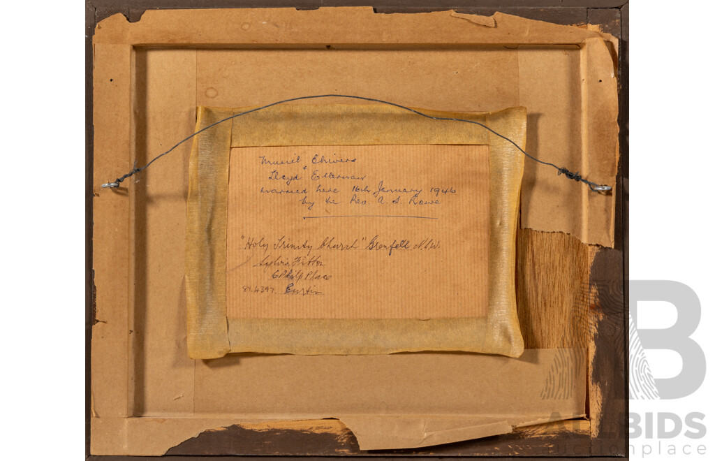 Silvia Fitton, (20th Century, Australian, Working C1970s), Holy Trinity Church, Grenfell NSW, Lovely Original Vintage Ink & Watercolour, 28 X 33 Cm (edge to edge)