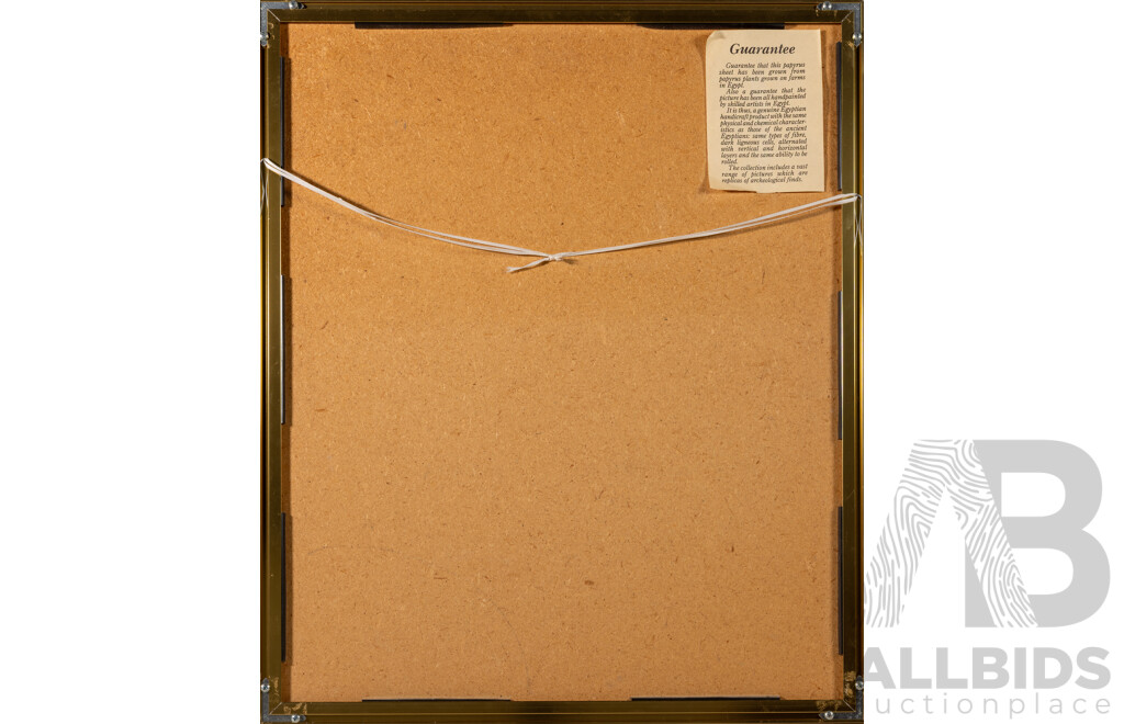 Artist Unknown (20th Century, Egyptian), Tutankhamun, Hand Painted on Genuine Papyrus Sheet, 64 x 54 cm (frame)