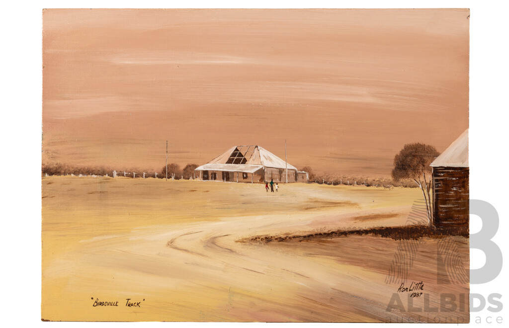 Ron Little (20th Century, Australian, Working C1980s), Birdsville Track (1987), Original Oil on Metal Panel, 33 x 46 cm