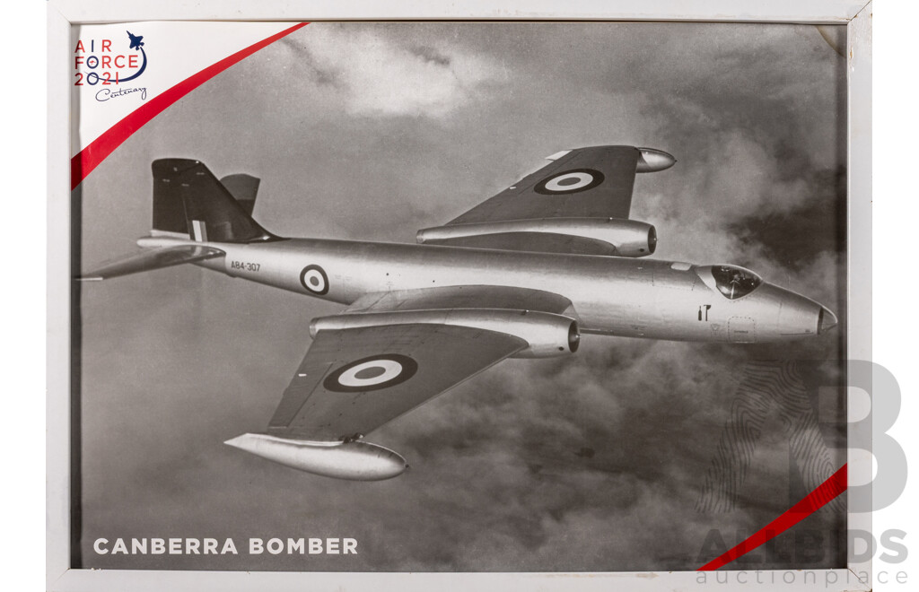 Artist Unknown, (20th Century), Airforce 2021 Centenary, Canberra Bomber, Colour Poster, 44 x 62 cm (frame)