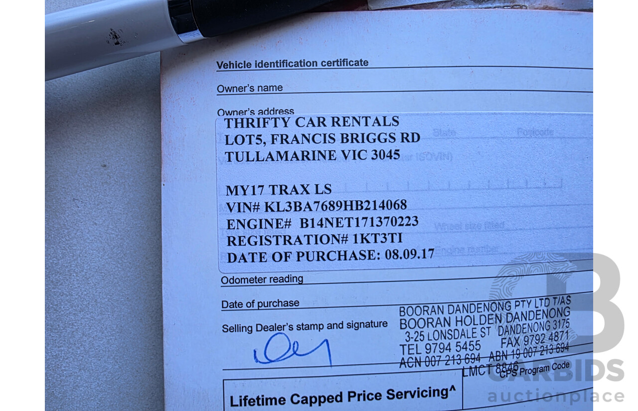 08/2017 Holden Trax Turbo LS TJ MY17 4D Wagon Boracay Blue 1.4L