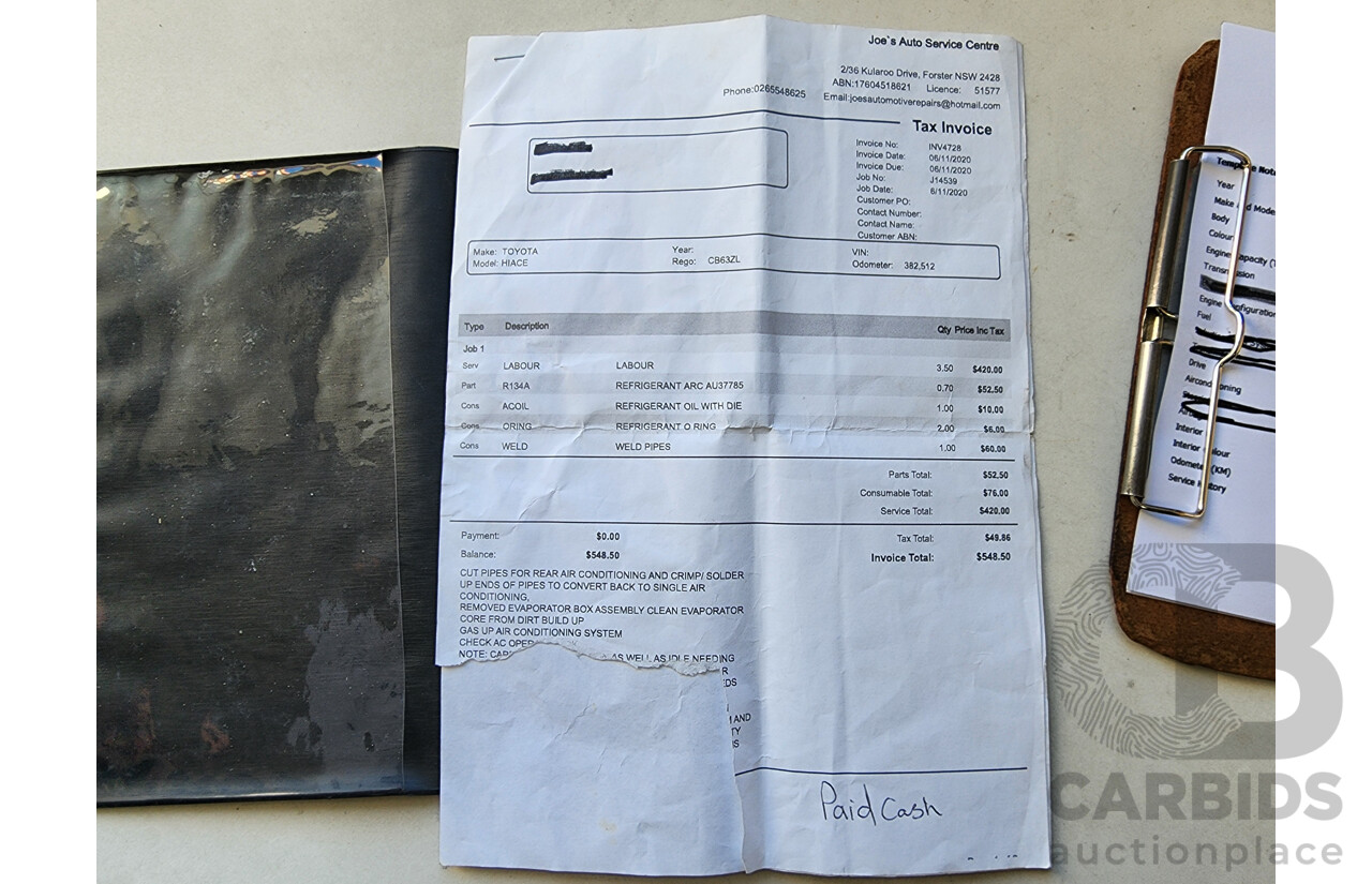 5/1998 Toyota Hiace Commuter RZH125R Bus White 2.4L