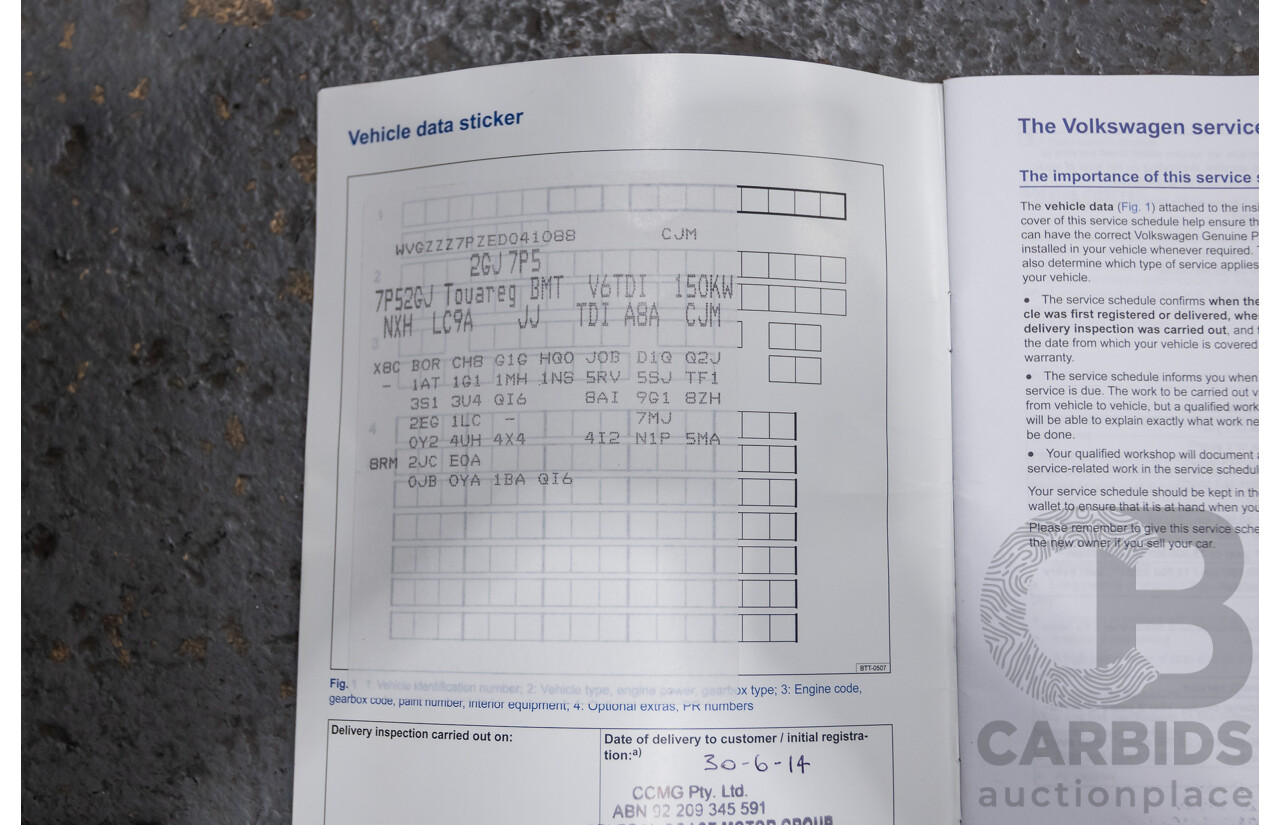 06/2014 Volkswagen Touareg 150 TDI (AWD) 7P MY14 4D Wagon White Turbo Diesel 3.0L