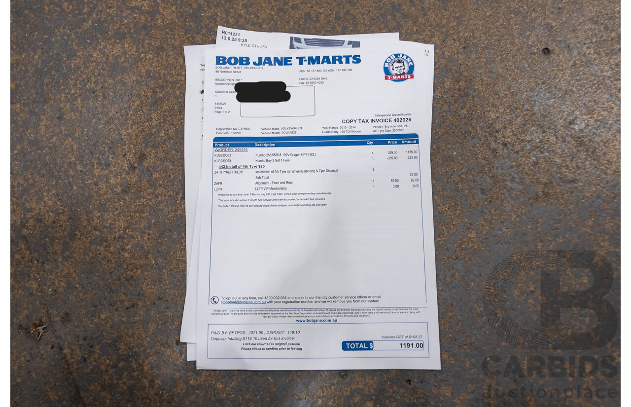 06/2014 Volkswagen Touareg 150 TDI (AWD) 7P MY14 4D Wagon White Turbo Diesel 3.0L