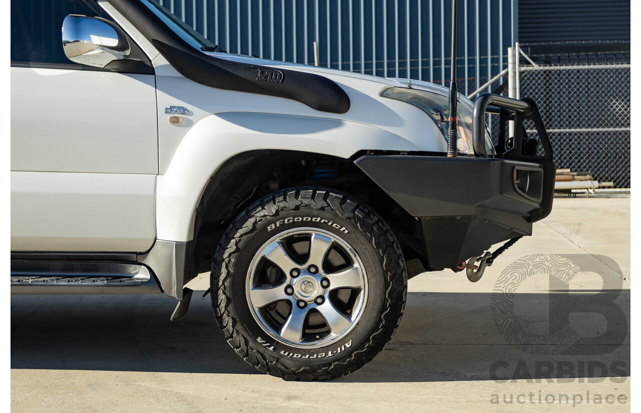 9/2007 Toyota Landcruiser Prado VX (4x4) KDJ120R MY07 4d Wagon White Pearl Turbo Diesel 3.0L - 7 Seats