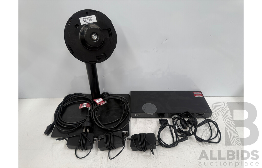 7x Poly TC8 Touch Panels + Just Mini 5000 Light Board + Assorted Power Cables + 1x Stand