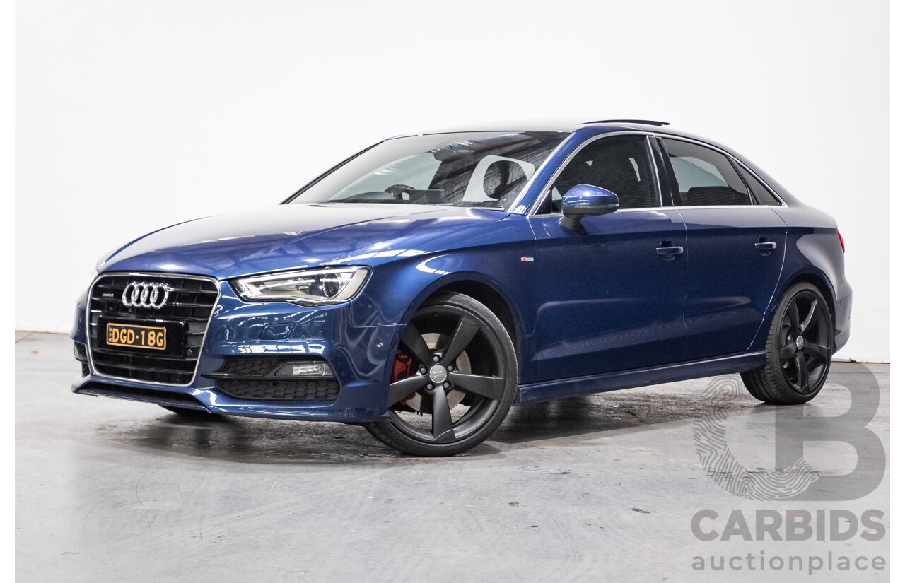 09/2015 Audi A3 1.8 TFSI Ambition Quattro S-Line Pack (AWD) 8V MY16 4D Sedan Scuba Blue Metallic Turbo 1.8L