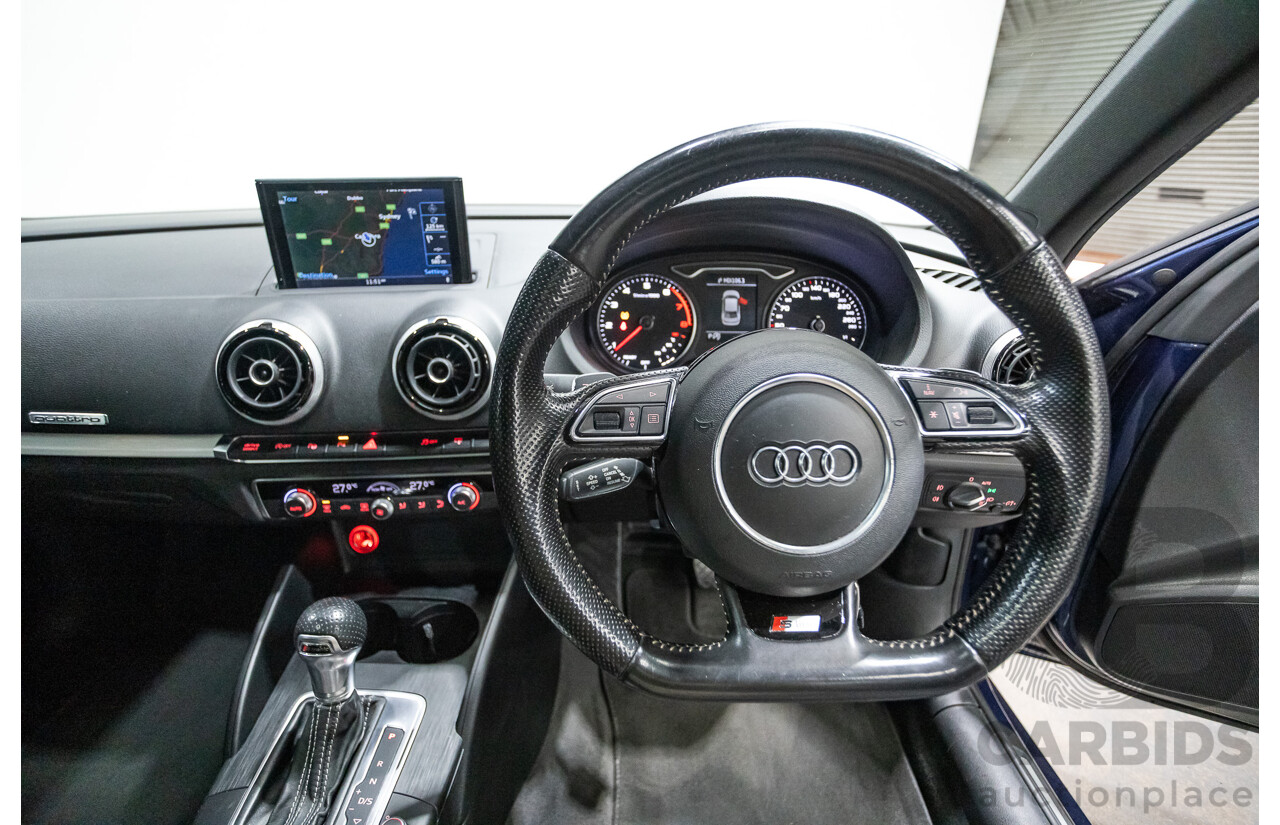 09/2015 Audi A3 1.8 TFSI Ambition Quattro S-Line Pack (AWD) 8V MY16 4D Sedan Scuba Blue Metallic Turbo 1.8L