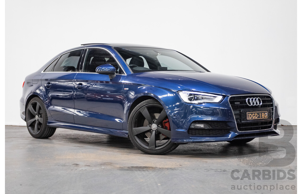 09/2015 Audi A3 1.8 TFSI Ambition Quattro S-Line Pack (AWD) 8V MY16 4D Sedan Scuba Blue Metallic Turbo 1.8L