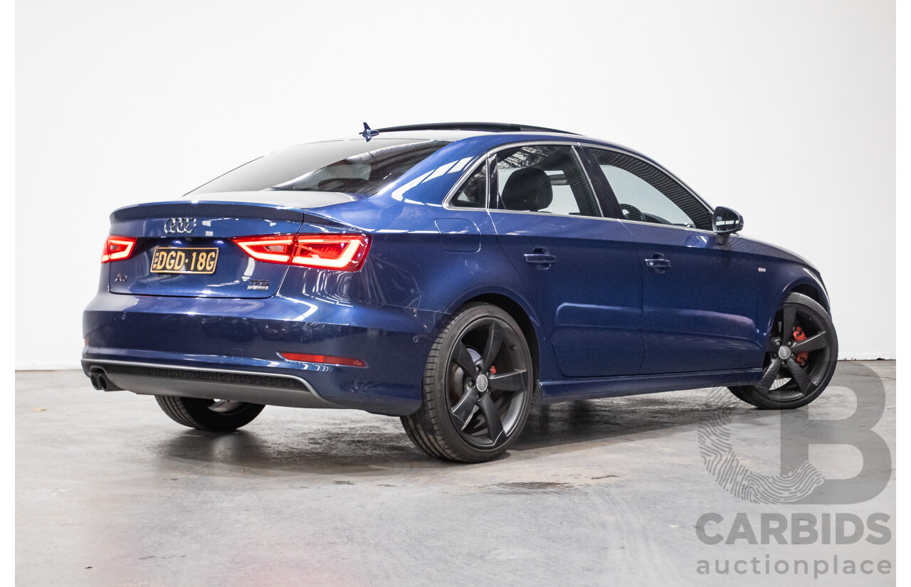 09/2015 Audi A3 1.8 TFSI Ambition Quattro S-Line Pack (AWD) 8V MY16 4D Sedan Scuba Blue Metallic Turbo 1.8L