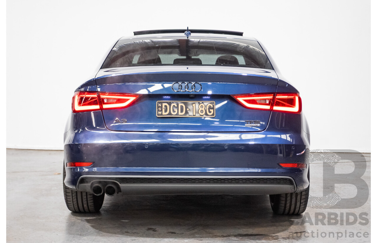 09/2015 Audi A3 1.8 TFSI Ambition Quattro S-Line Pack (AWD) 8V MY16 4D Sedan Scuba Blue Metallic Turbo 1.8L