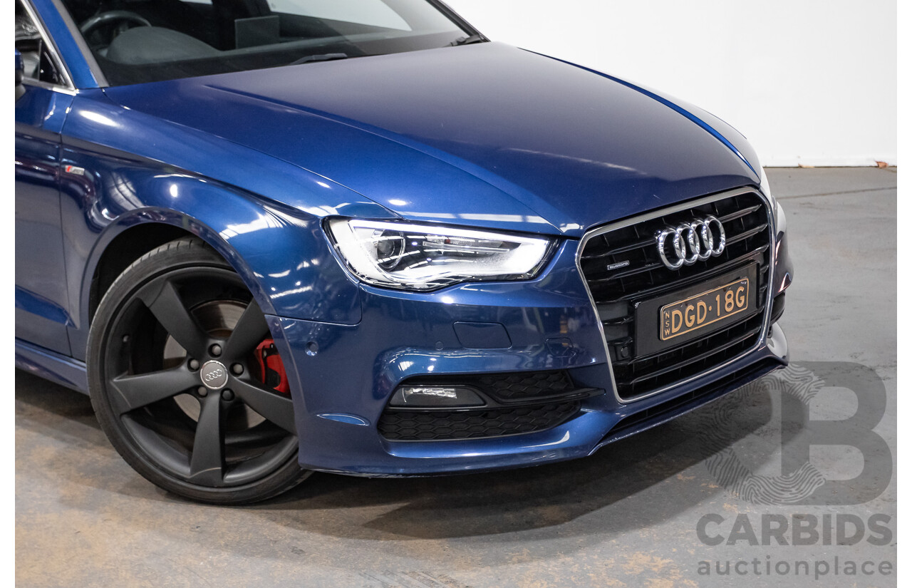 09/2015 Audi A3 1.8 TFSI Ambition Quattro S-Line Pack (AWD) 8V MY16 4D Sedan Scuba Blue Metallic Turbo 1.8L