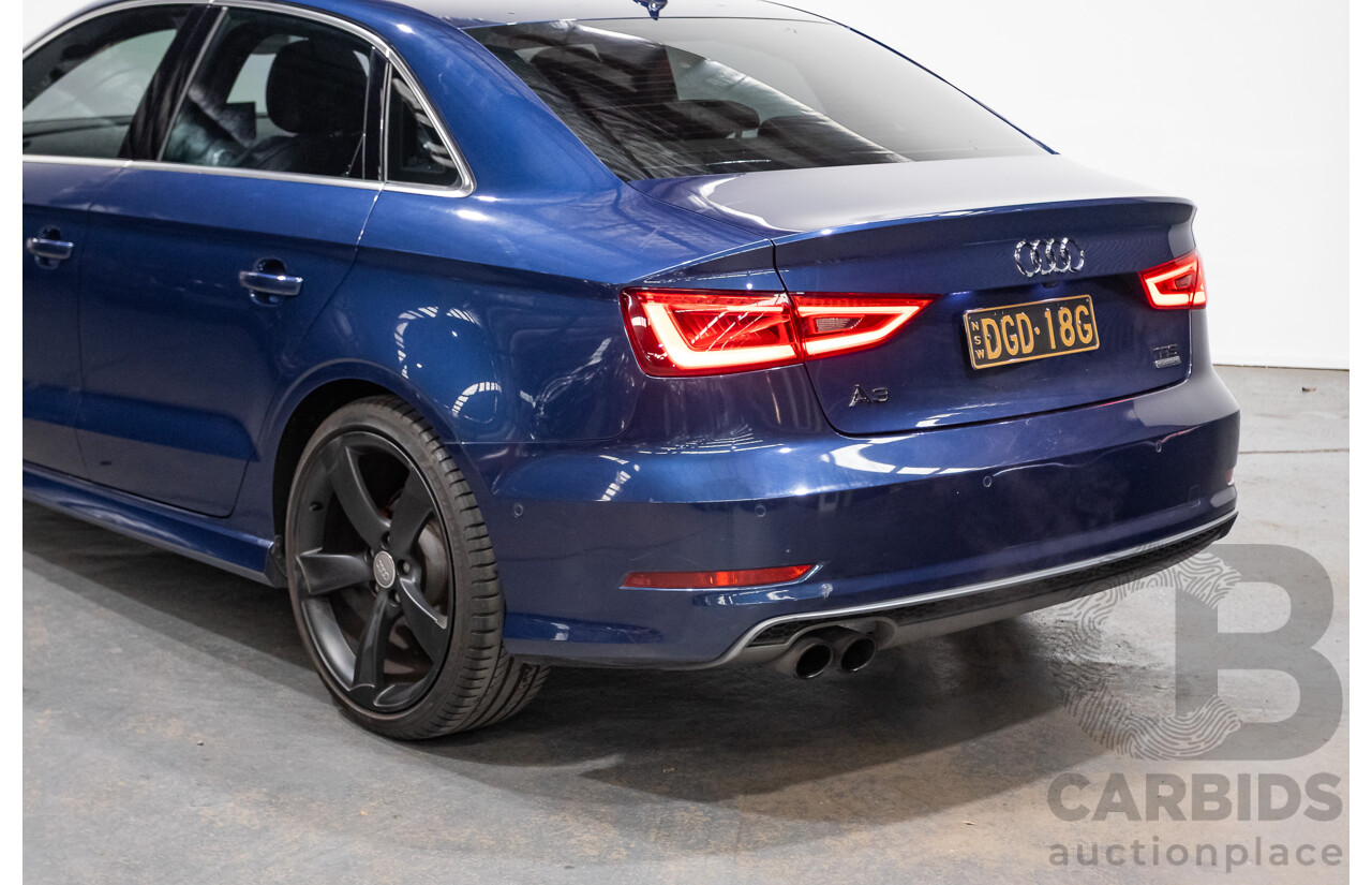 09/2015 Audi A3 1.8 TFSI Ambition Quattro S-Line Pack (AWD) 8V MY16 4D Sedan Scuba Blue Metallic Turbo 1.8L