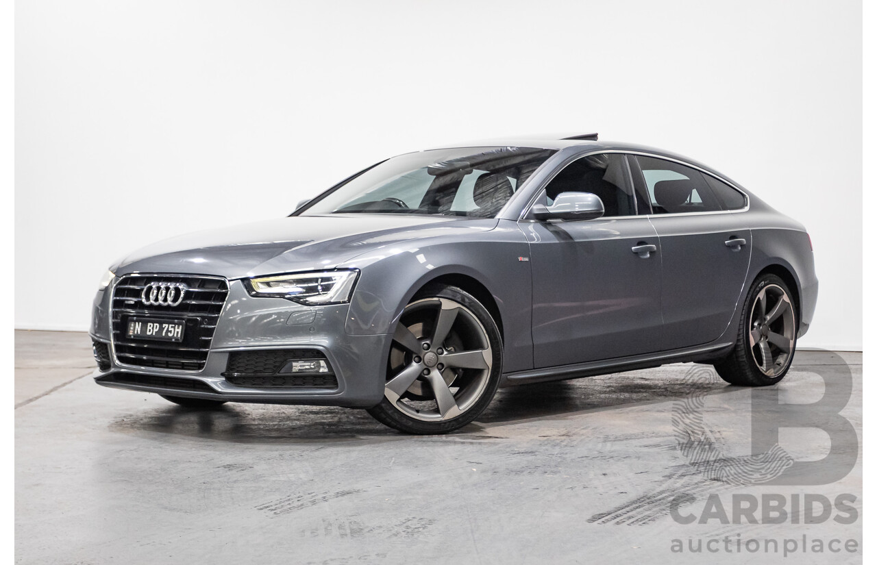 12/2013 Audi A5 Sportback 2.0 TFSI Quattro 8T S-Line Pack (AWD) MY14 5d Hatchback Grey Turbo 2.0L