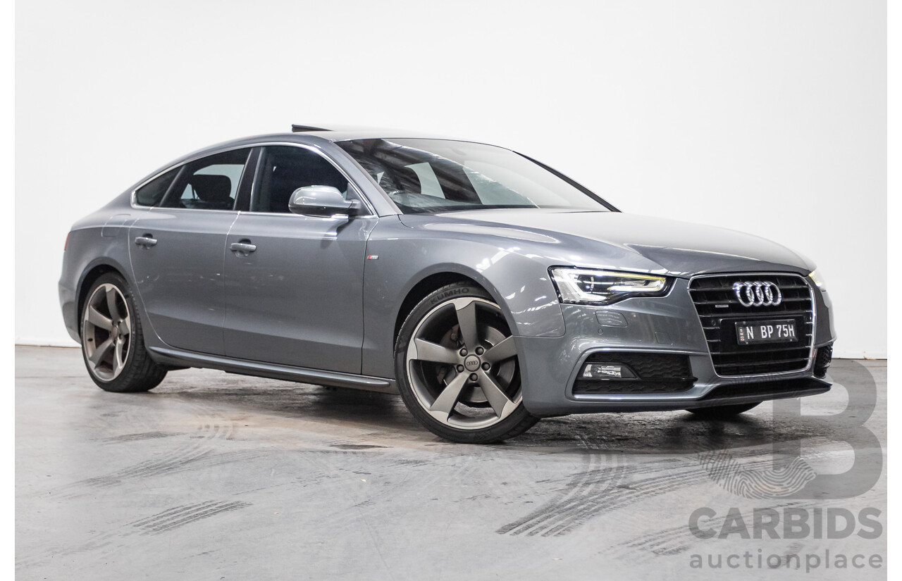 12/2013 Audi A5 Sportback 2.0 TFSI Quattro 8T S-Line Pack (AWD) MY14 5d Hatchback Grey Turbo 2.0L
