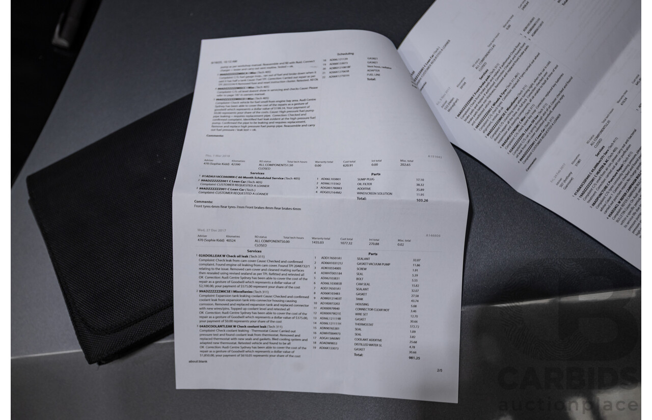 12/2013 Audi A5 Sportback 2.0 TFSI Quattro 8T S-Line Pack (AWD) MY14 5d Hatchback Grey Turbo 2.0L