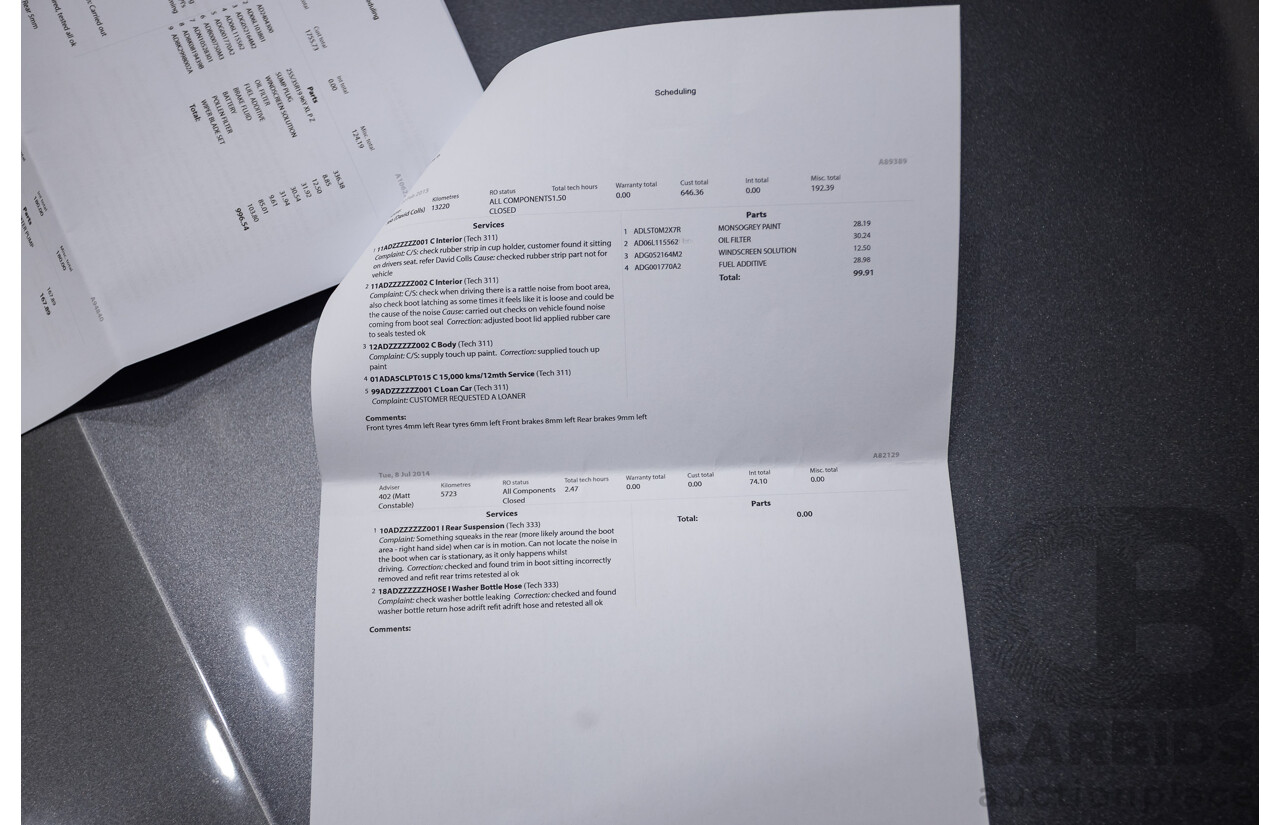 12/2013 Audi A5 Sportback 2.0 TFSI Quattro 8T S-Line Pack (AWD) MY14 5d Hatchback Grey Turbo 2.0L