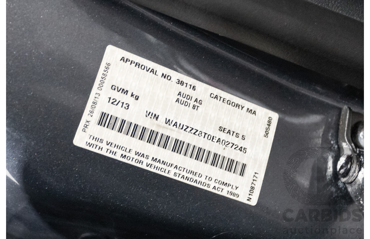 12/2013 Audi A5 Sportback 2.0 TFSI Quattro 8T S-Line Pack (AWD) MY14 5d Hatchback Grey Turbo 2.0L