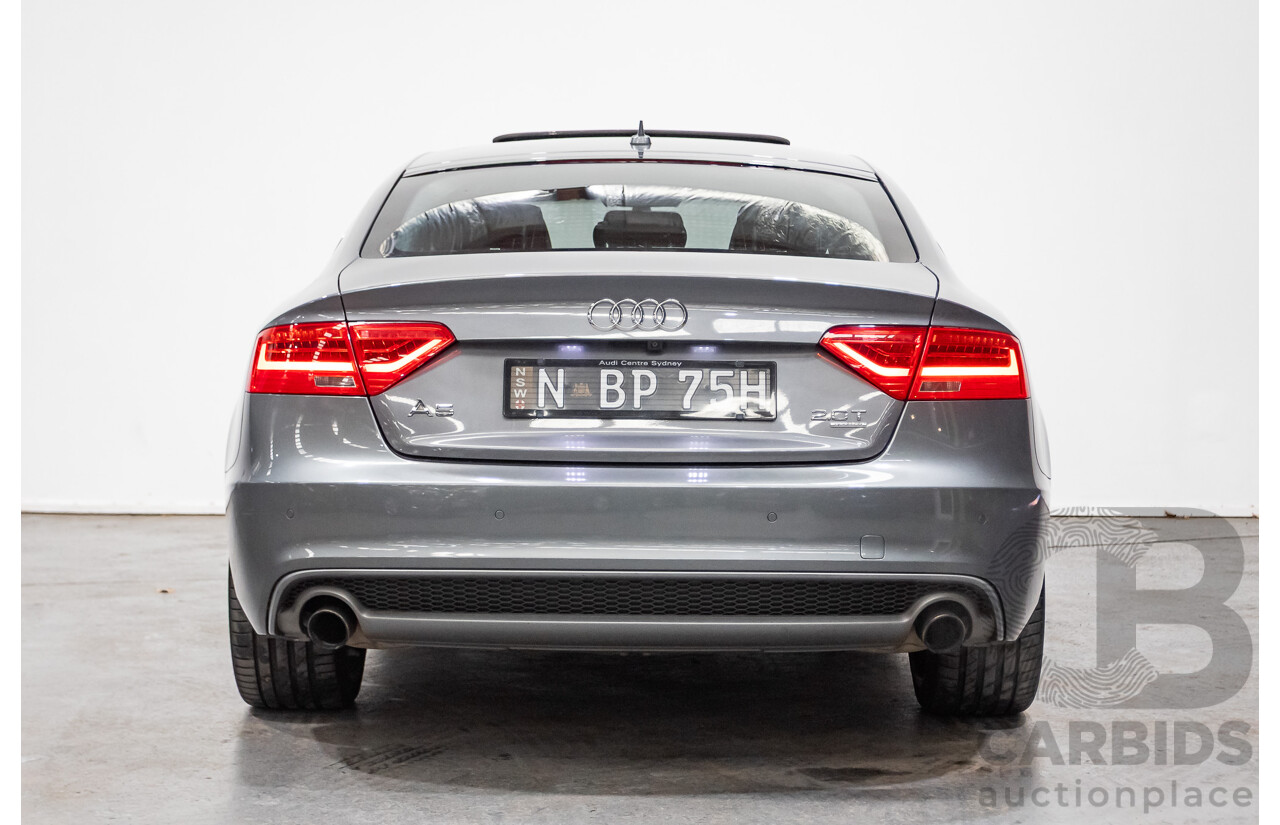 12/2013 Audi A5 Sportback 2.0 TFSI Quattro 8T S-Line Pack (AWD) MY14 5d Hatchback Grey Turbo 2.0L