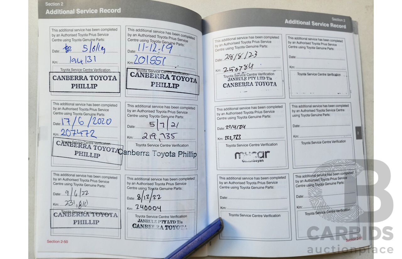 3/2010 Toyota Prius I-Tech Hybrid ZVW30R 5d Hatchback Red 1.8L