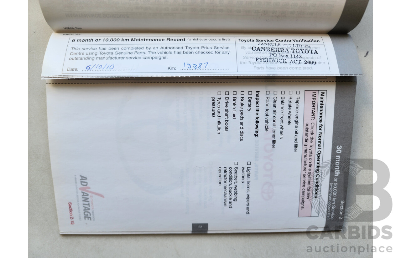 3/2010 Toyota Prius I-Tech Hybrid ZVW30R 5d Hatchback Red 1.8L