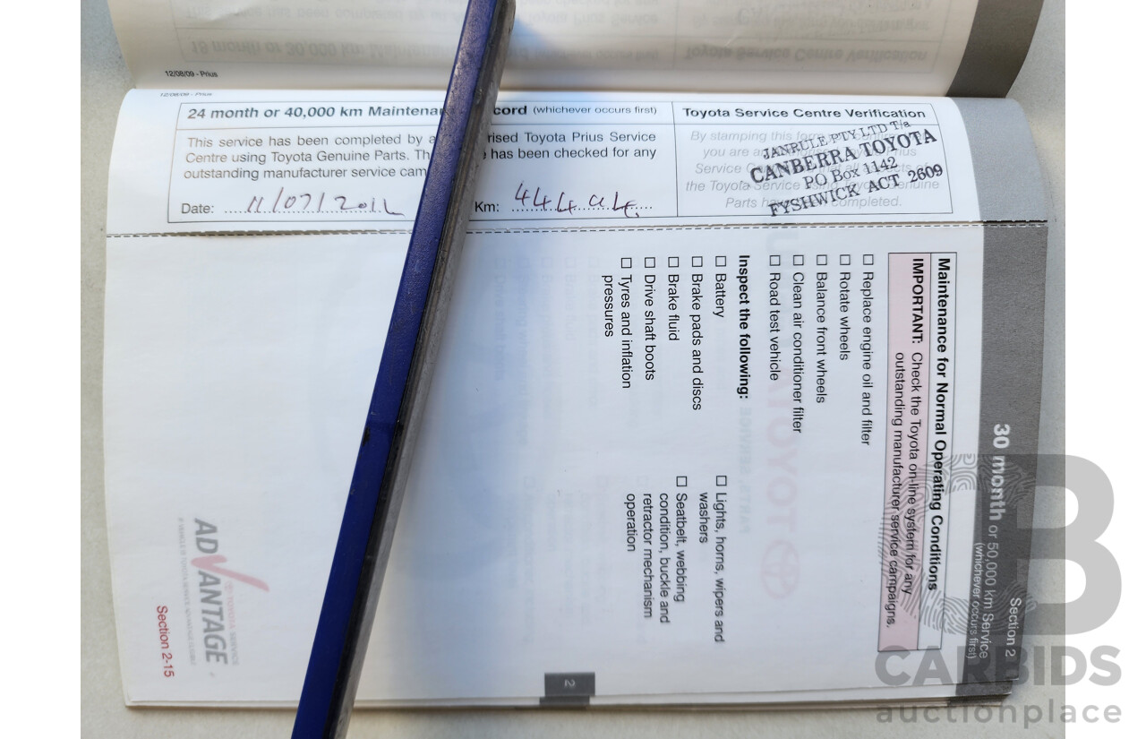 3/2010 Toyota Prius I-Tech Hybrid ZVW30R 5d Hatchback Red 1.8L