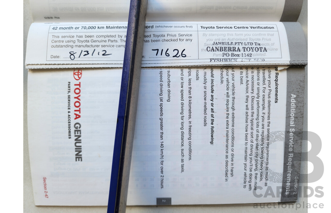 3/2010 Toyota Prius I-Tech Hybrid ZVW30R 5d Hatchback Red 1.8L