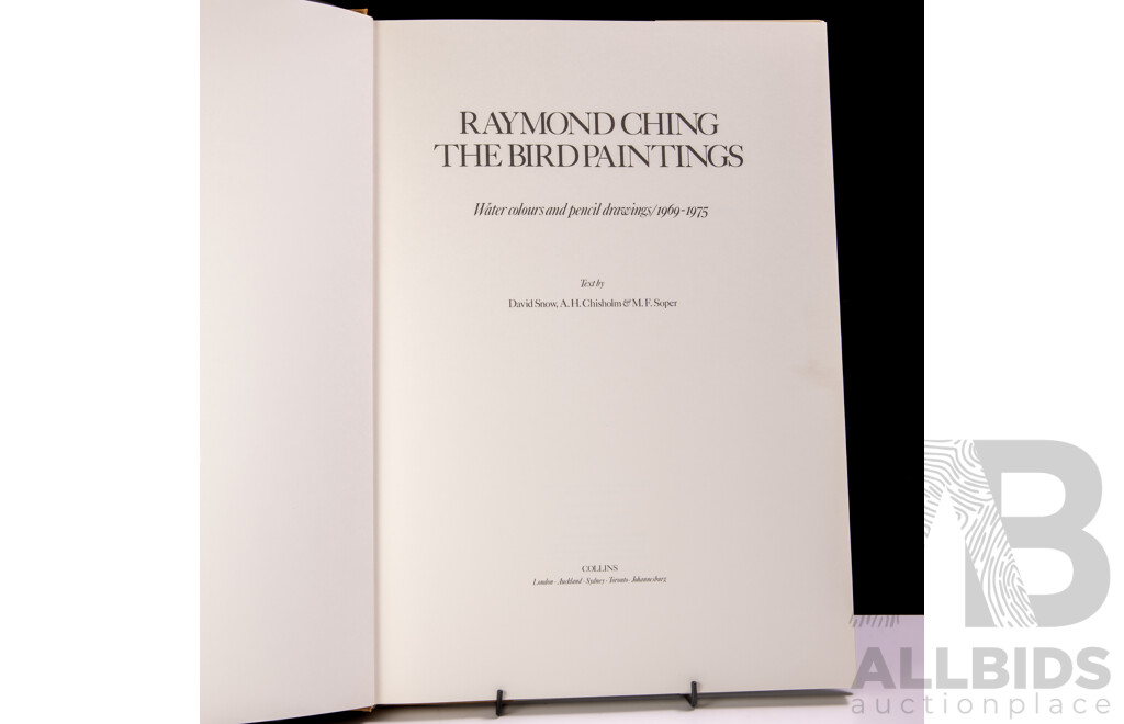First Edition, Raymond Ching, The Bird Paintings, William Collins Sons & Co, London, 1978, Hardcover with Dust Jacket in Slip Case