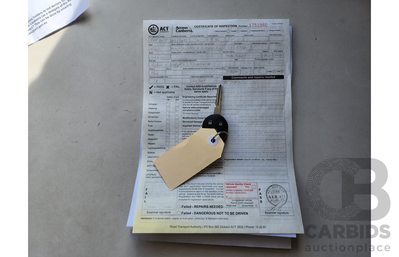 3/2015 Nissan Pulsar ST B17 SERIES 2 4d Sedan Blue 1.8L