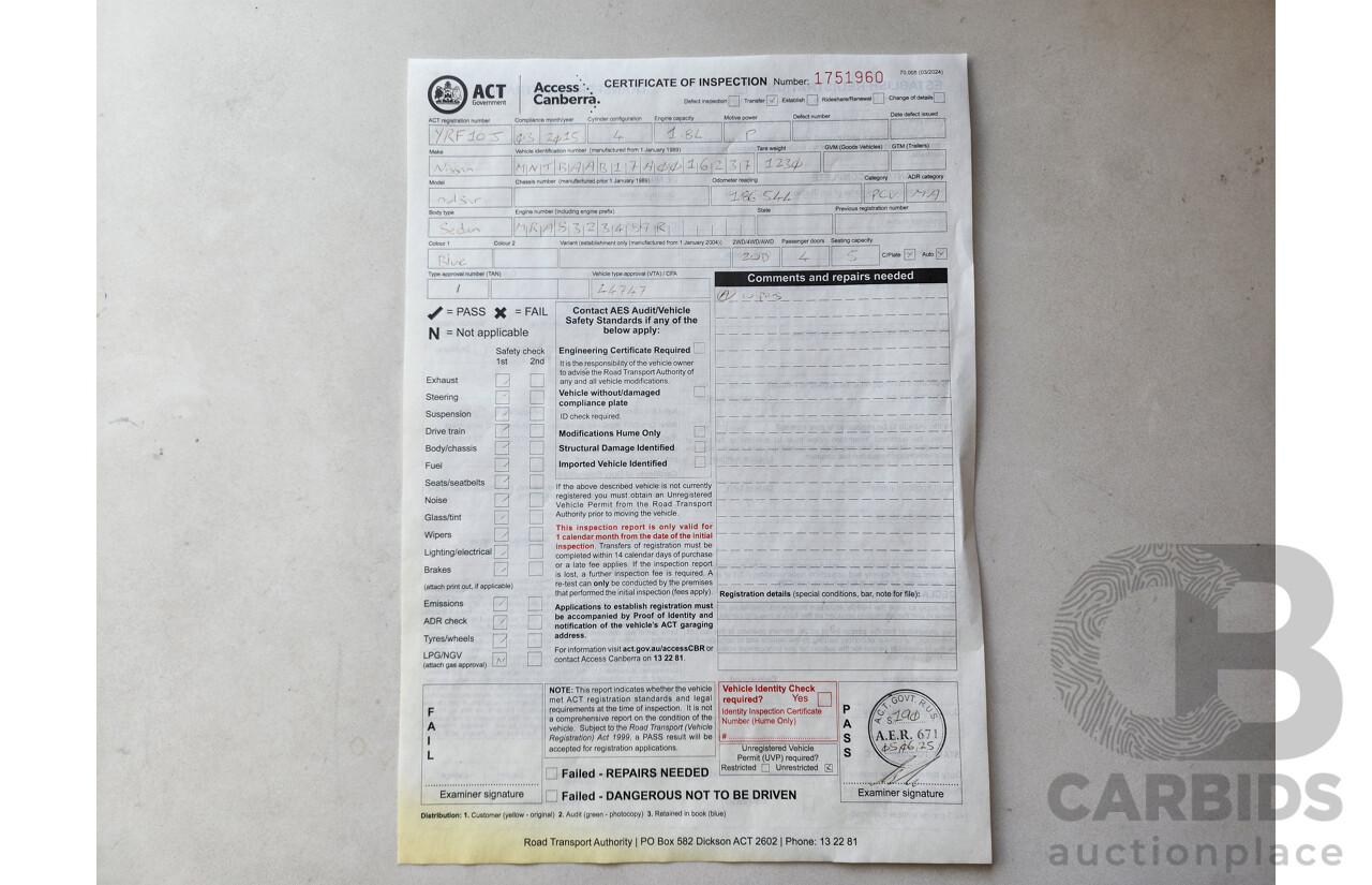 3/2015 Nissan Pulsar ST B17 SERIES 2 4d Sedan Blue 1.8L