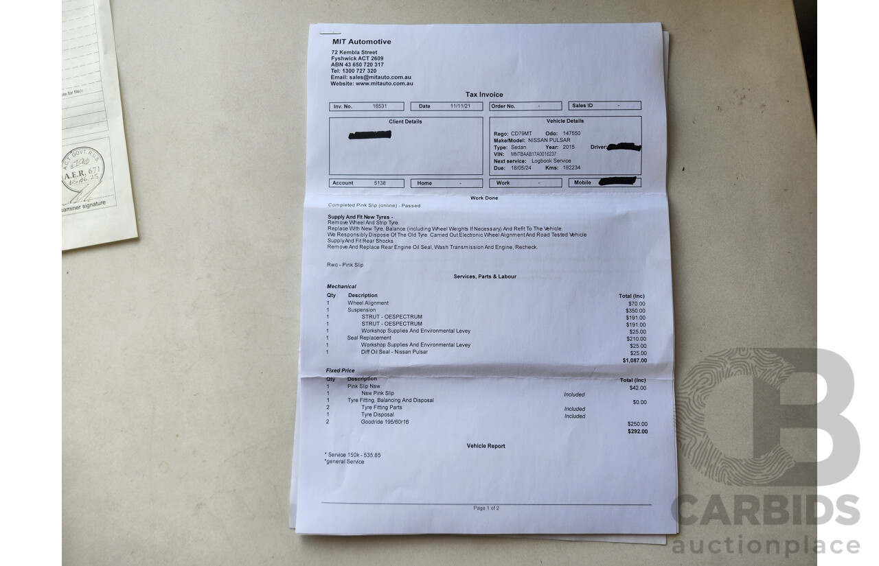 3/2015 Nissan Pulsar ST B17 SERIES 2 4d Sedan Blue 1.8L