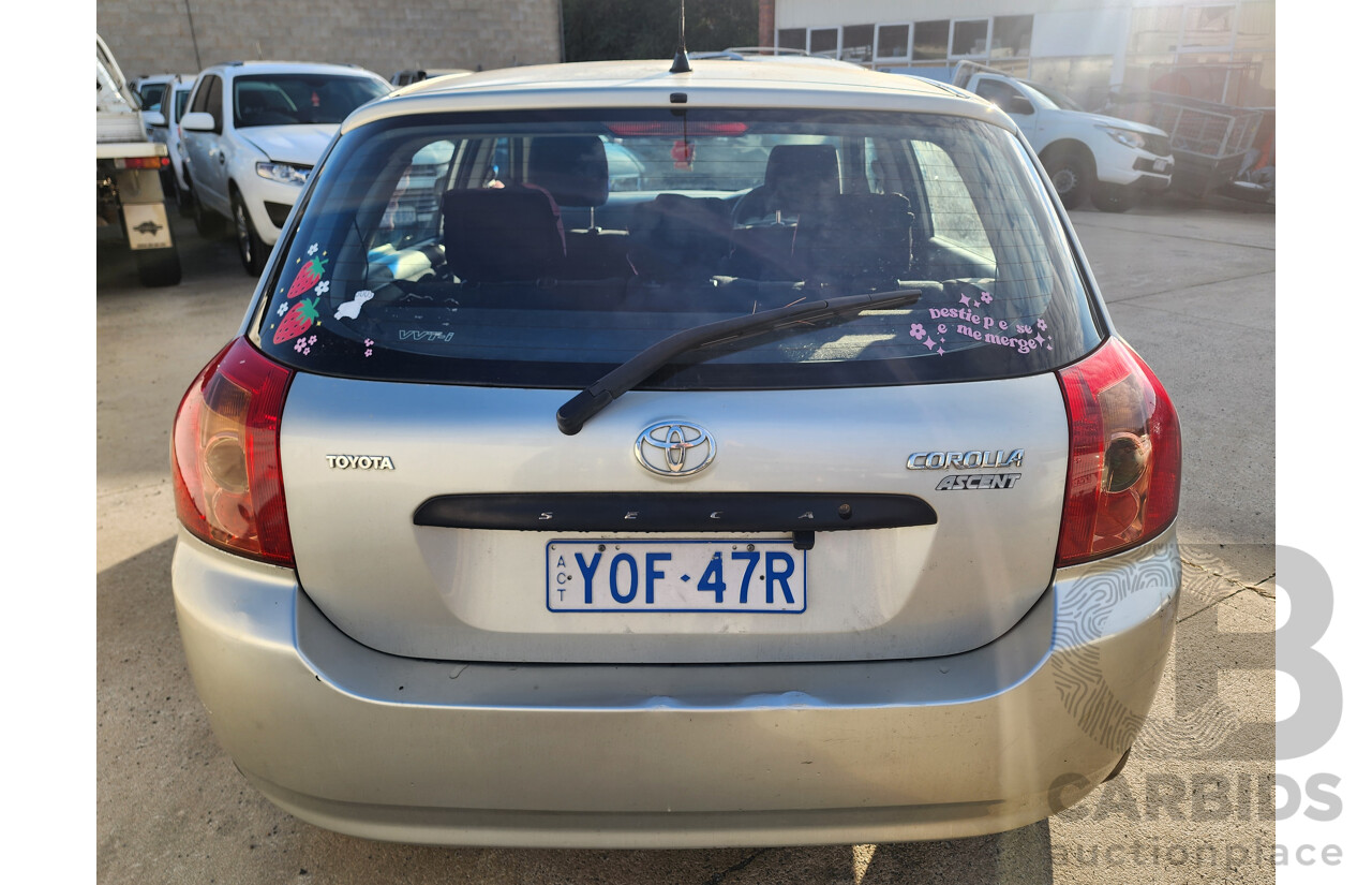 5/2004 Toyota Corolla Ascent SECA ZZE122R 5d Hatchback Grey/Silver 1.8L