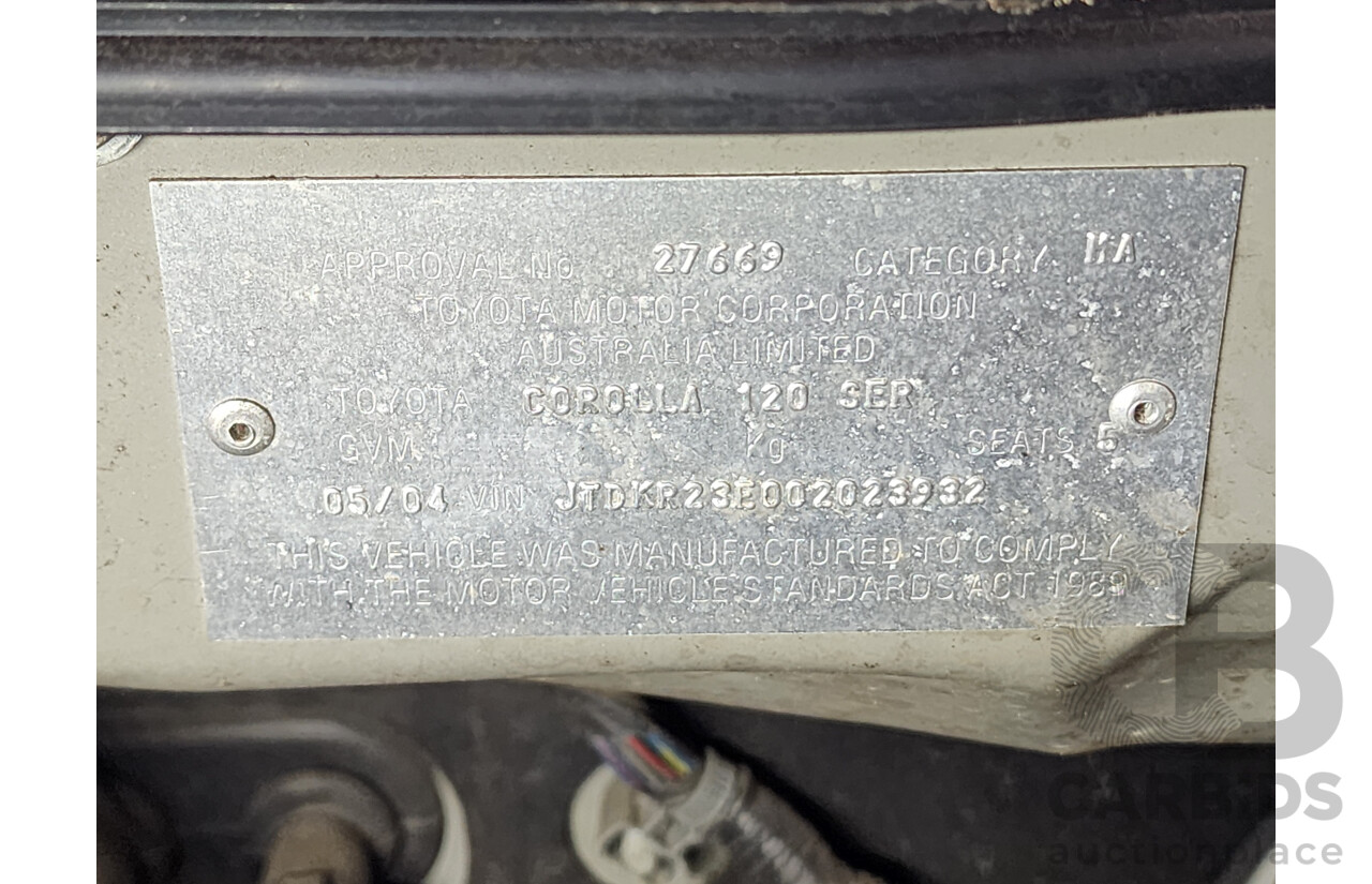 5/2004 Toyota Corolla Ascent SECA ZZE122R 5d Hatchback Grey/Silver 1.8L