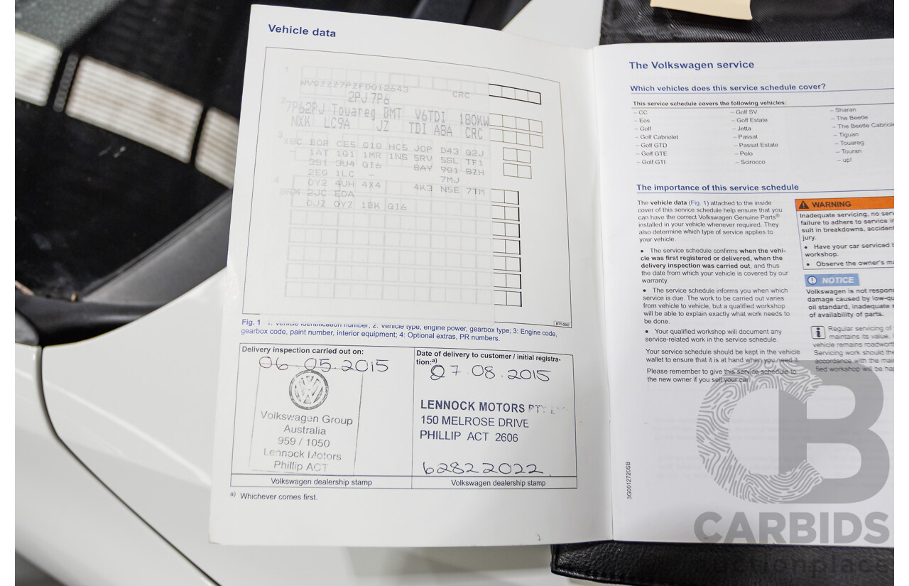 4/2015 Volkswagen Touareg V6 TDI (AWD) 7P MY15 4d Wagon Pure White Tubro Diesel 3.0L