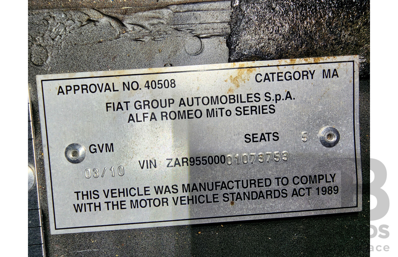 3/2010 Alfa Romeo Mito Sport  3d Hatchback Black 1.4L