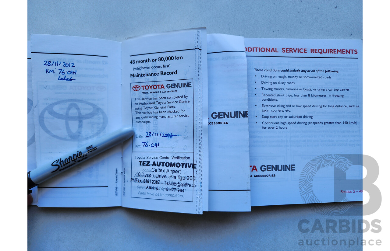 12/2008 Toyota Avensis Verso GLX ACM21R 4d Wagon White 2.4L