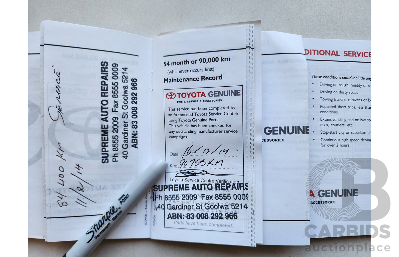 12/2008 Toyota Avensis Verso GLX ACM21R 4d Wagon White 2.4L