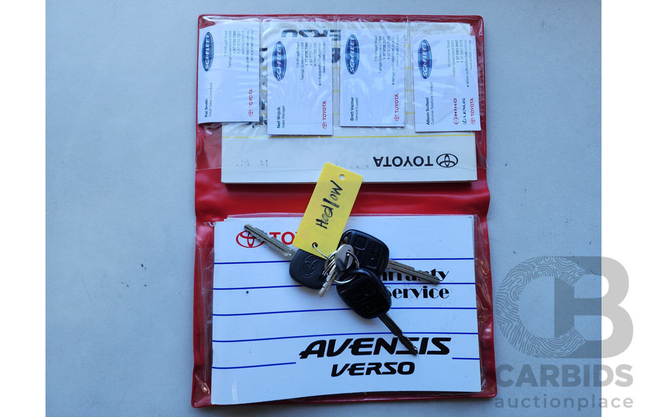 12/2008 Toyota Avensis Verso GLX ACM21R 4d Wagon White 2.4L