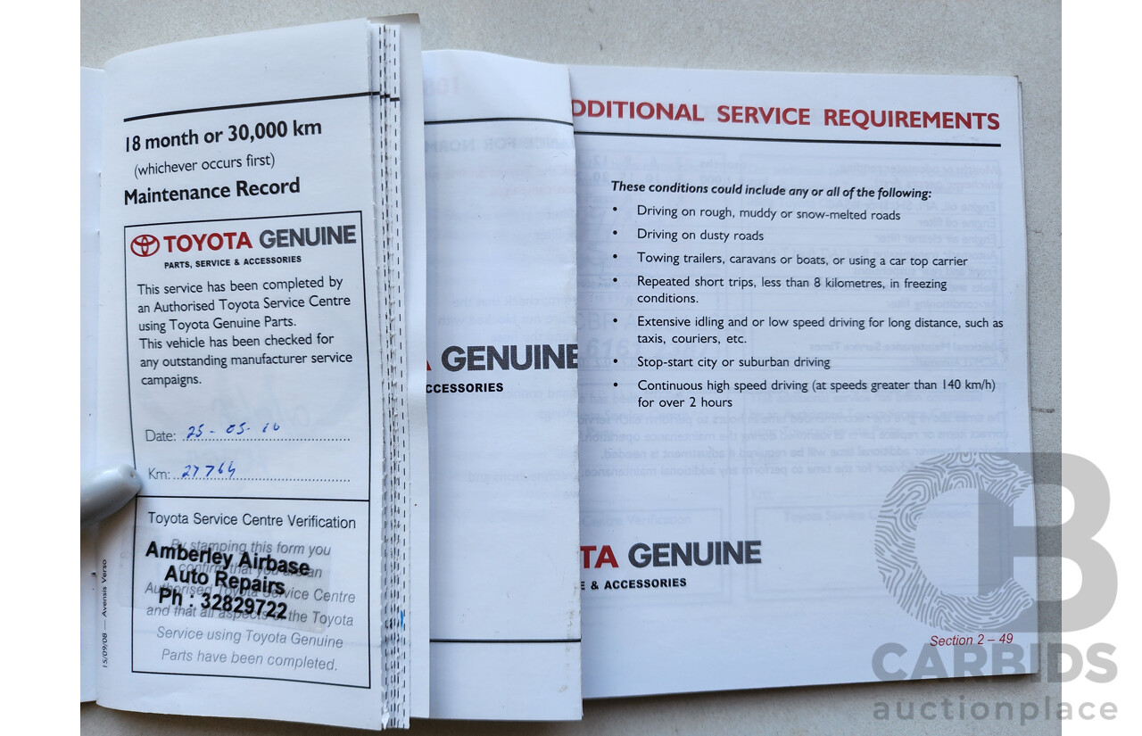 12/2008 Toyota Avensis Verso GLX ACM21R 4d Wagon White 2.4L