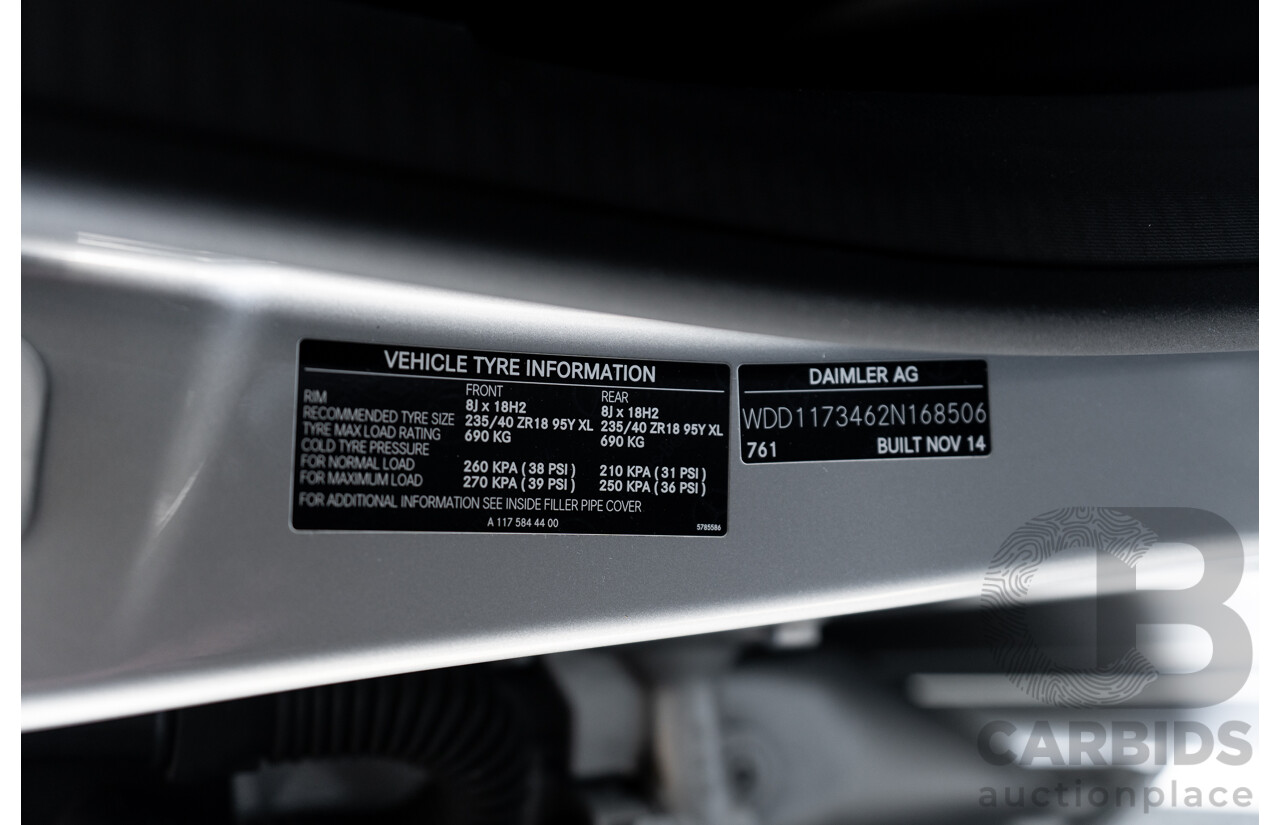 01/2015 Mercedes Benz CLA250 Sport 4matic (AWD) 117 MY15 4d Coupe Polar Silver Metallic Turbo 2.0L