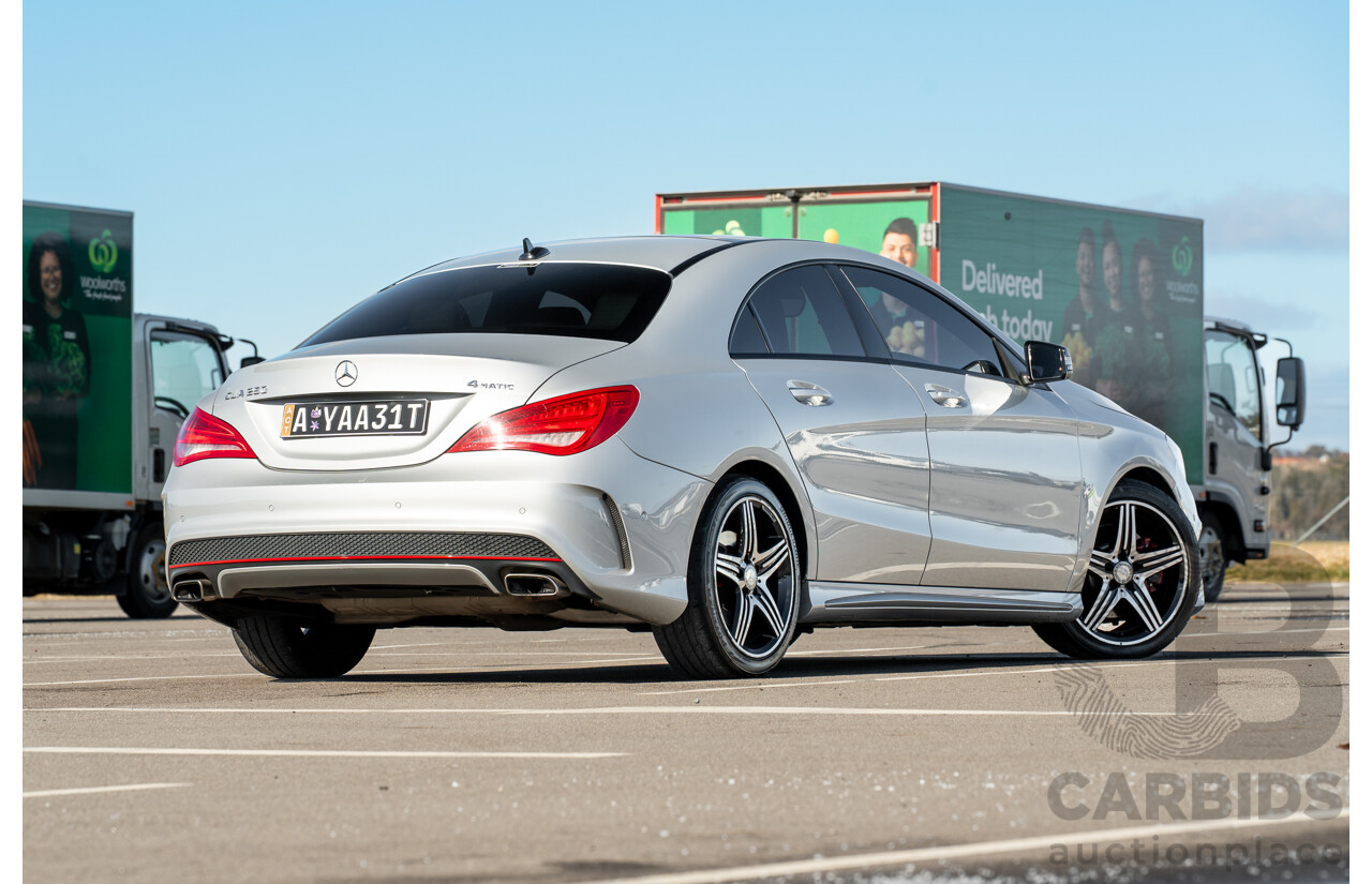 01/2015 Mercedes Benz CLA250 Sport 4matic (AWD) 117 MY15 4d Coupe Polar Silver Metallic Turbo 2.0L