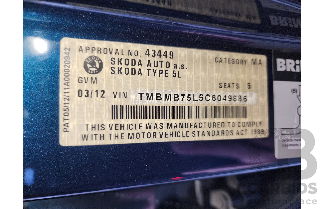 3/2012 Skoda Yeti 112 TSI (4x4) 5L 4d Wagon Blue 1.8L