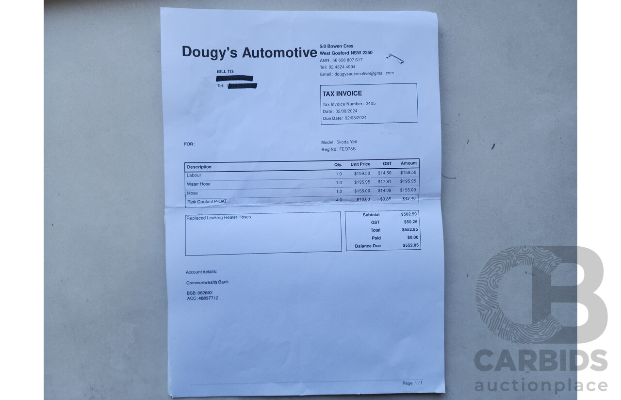 3/2012 Skoda Yeti 112 TSI (4x4) 5L 4d Wagon Blue 1.8L