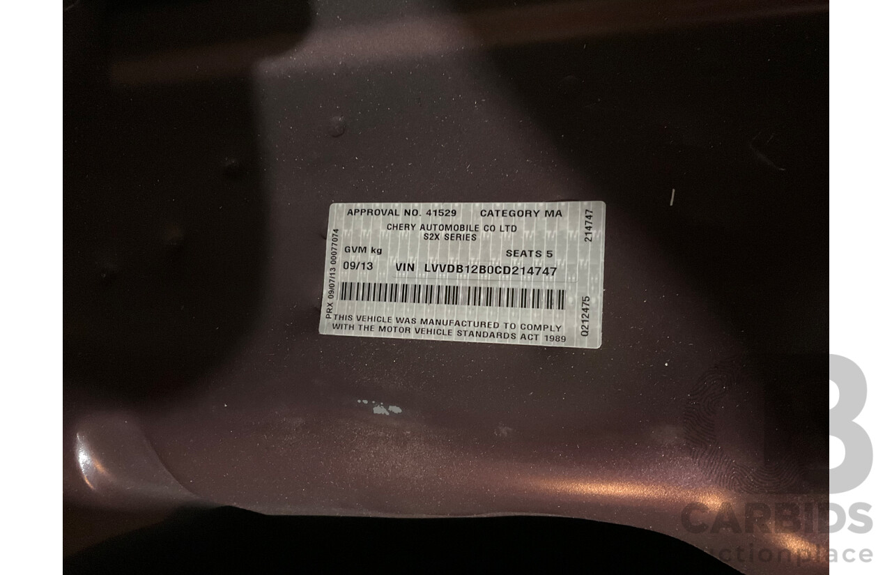 9/2013 Chery J1 S2X 5d Hatchback Sunpin Red Metallic 1.3L