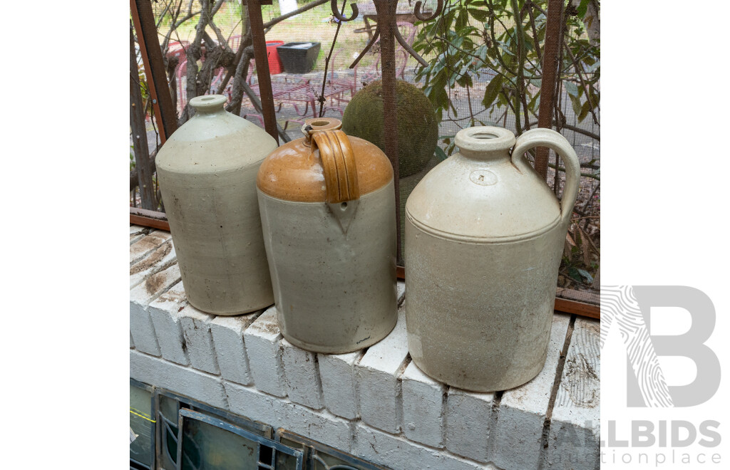 Collection of Three Ceramic Demijohns