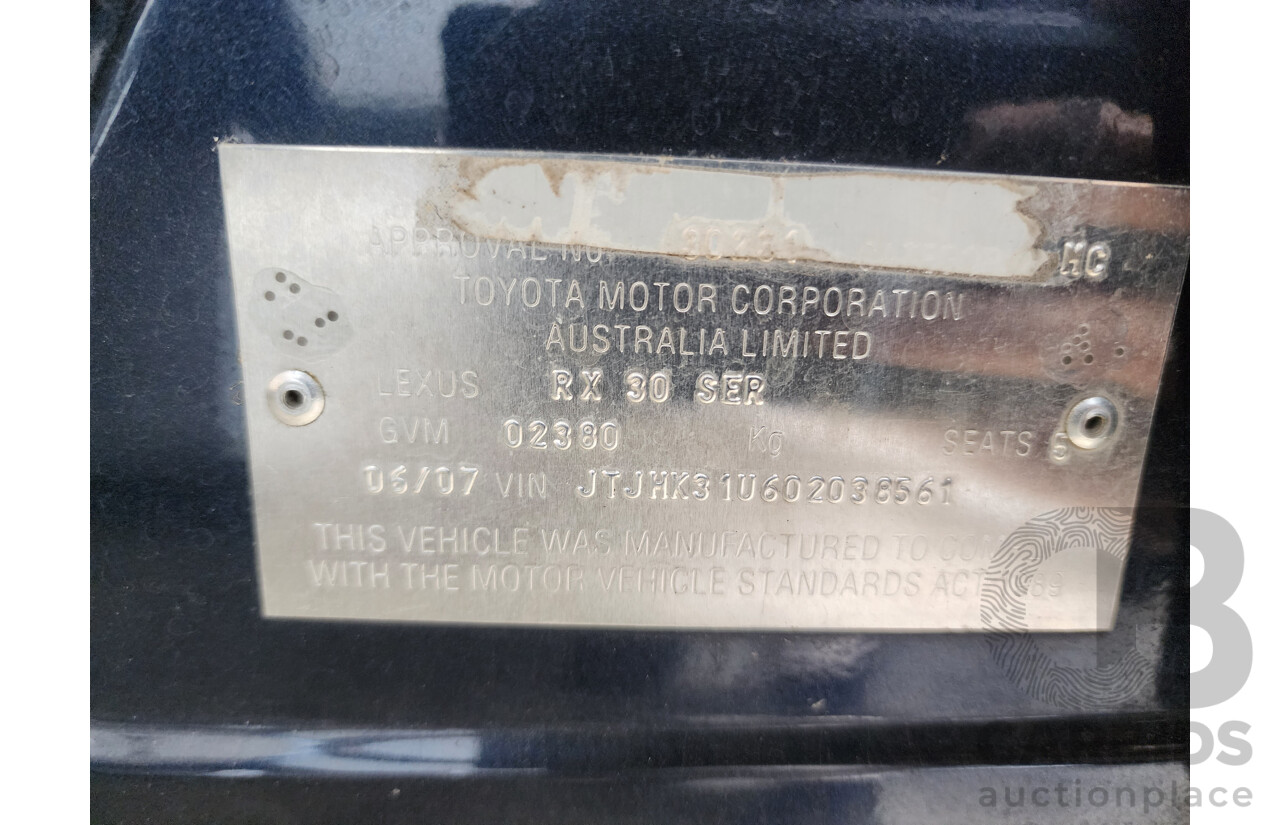 6/2007 Lexus Rx350 Sports Luxury GSU35R 07 UPGRADE 4d Wagon Purple 3.5L